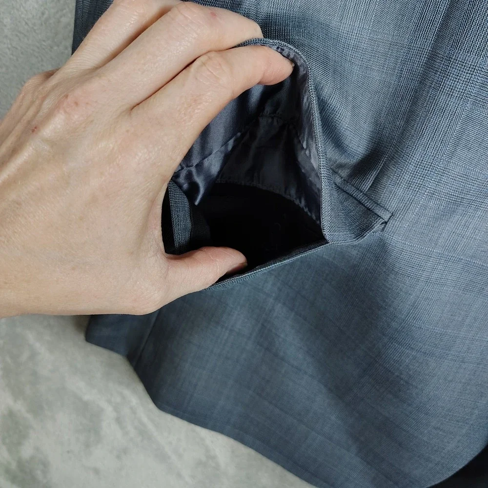Jos A Bank Sport Coat Mens 42S Blue Glen Plaid‎ Blazer Jacket Wool Silk 2 Button